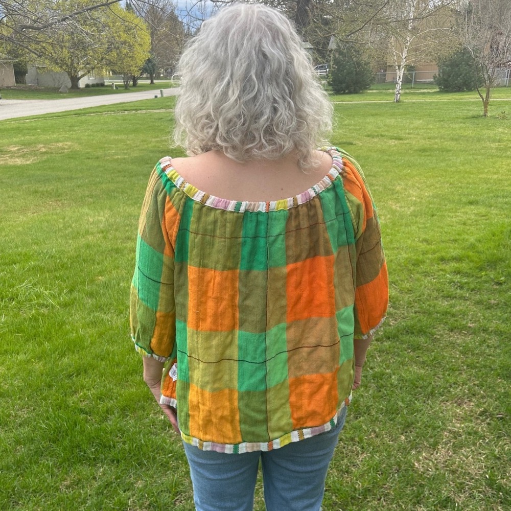 Ace & Jig Double Cloth‎ Reversible Organic Cotton Top XL Striped Jamboree Plaid